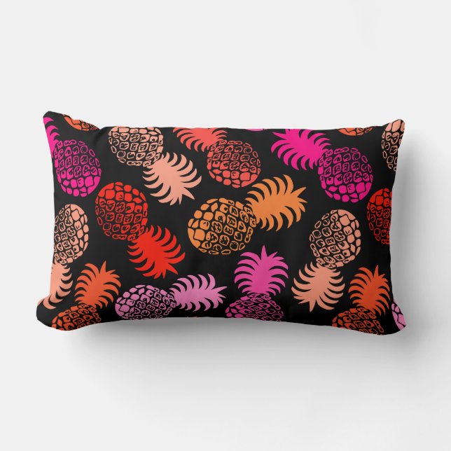 Cojín Lumbar Reversible de la piña tropical mona hawaiana (Anverso)