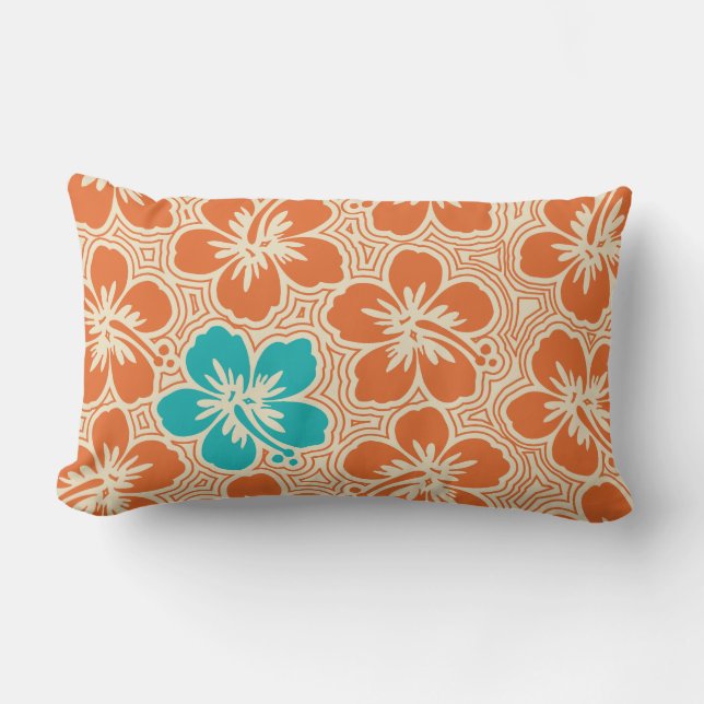 Cojín Lumbar Reversible Hibisco Hawaiano Isla (Anverso)