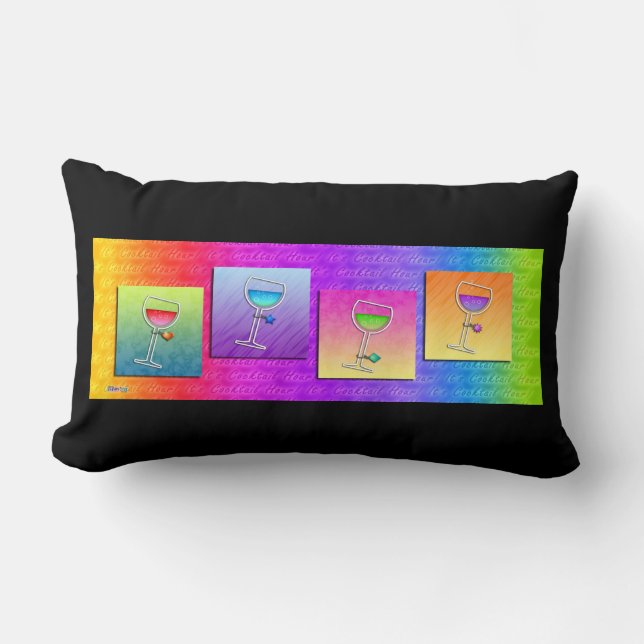 Cojín Lumbar Reversible Vino Pop Art (Anverso)