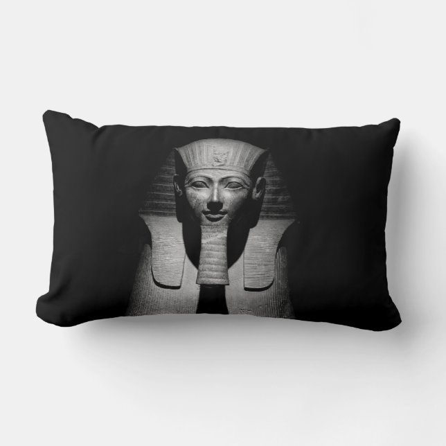 Cojín Lumbar Rey del faraón blanco y negro (Anverso)