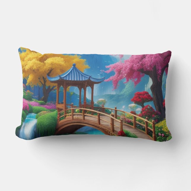 Cojín Lumbar "Río de los sueños - Fantasía Río Turquesa (Anverso)