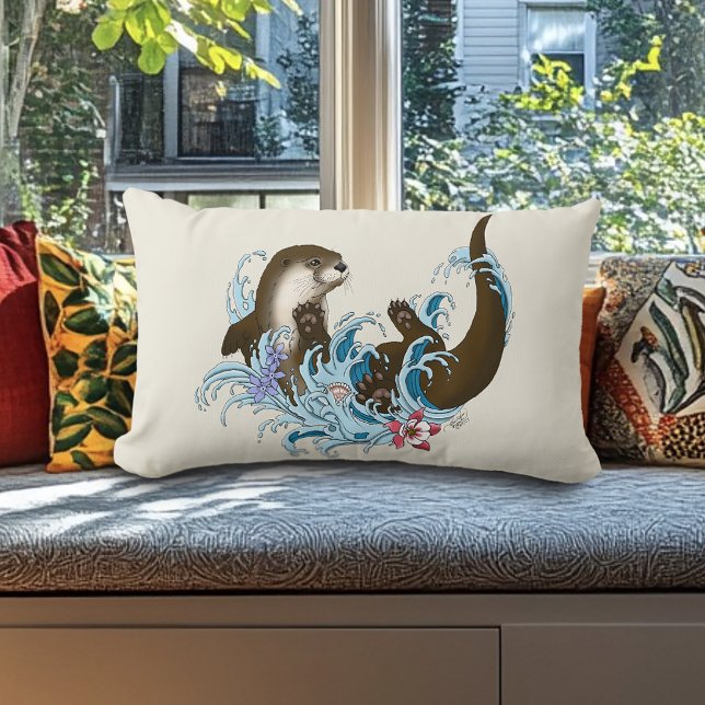 Cojín Lumbar Río Otter Water Cute (Subido por el creador)