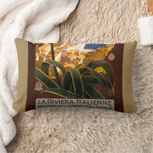 Cojín Lumbar Riviera italiana Europa Italia cartel de viaje