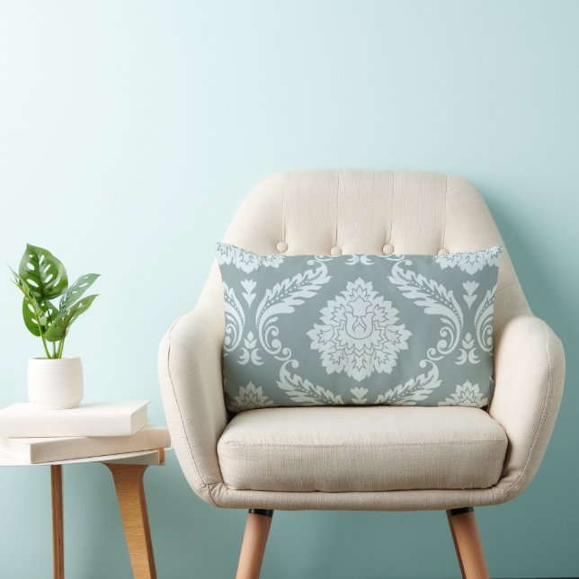 Cojín Lumbar Rococo Damask Lg Pattern Duck Egg Blue+Teal (Silla)