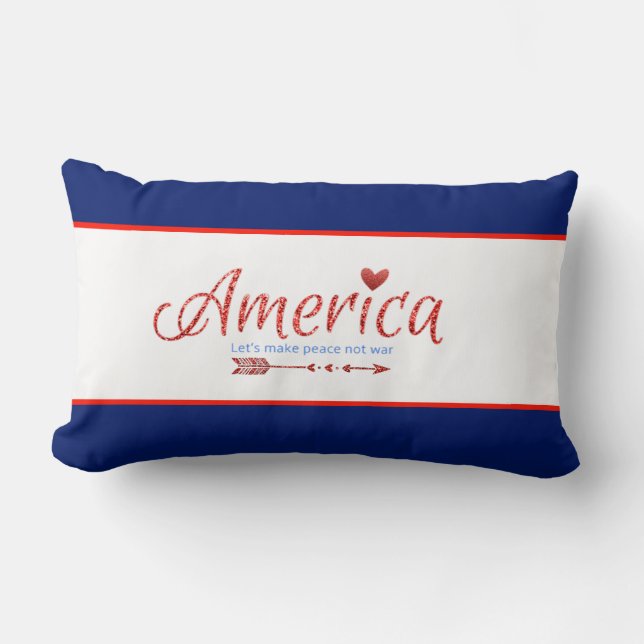 Cojín Lumbar Rojo, blanco, azul, bandera, estrellas, flechas, 4 (Anverso)