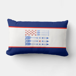 Cojín Lumbar Rojo, blanco, azul, bandera, estrellas, flechas, 4