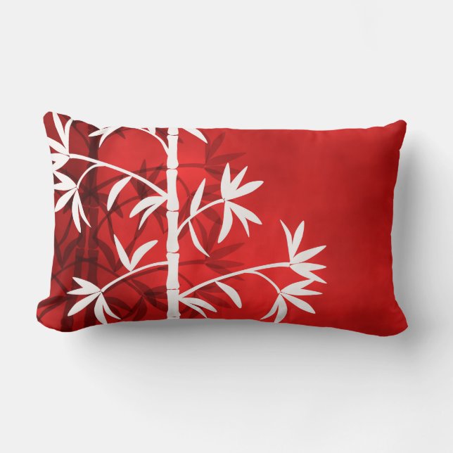 Cojín Lumbar Rojo de bambú blanco (Anverso)