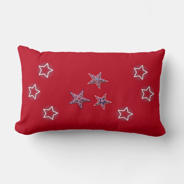 Cojín Lumbar Rojo de las Estrellas del 4 de julio (Anverso)