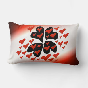 Cojín Lumbar Rojo en los corazones negros