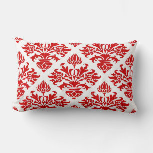 Cojín Lumbar Rojo Floral Damasco Antiguo #3 Grande