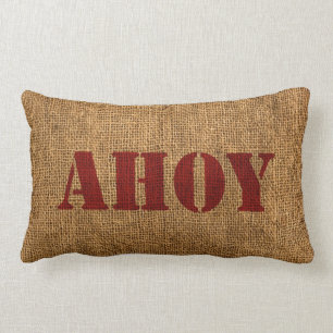 Cojín Lumbar Rojo náutico de la palabra Ahoy