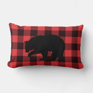 Cojín Lumbar Rojo negro revestido con oso negro
