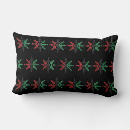 Cojín Lumbar Rojo Negro Verde Rayado Snowflakes Kwanzaa