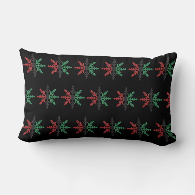 Cojín Lumbar Rojo Negro Verde Rayado Snowflakes Kwanzaa (Reverso )