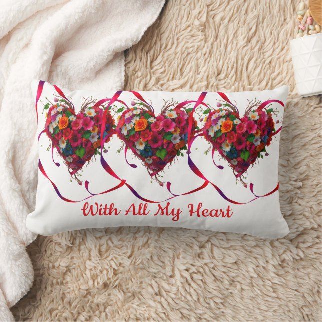 Cojín Lumbar Romantic Floral Heart (Manta)