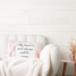 Cojín Lumbar Romántico rosa pálido floral cita de amor de Jane 