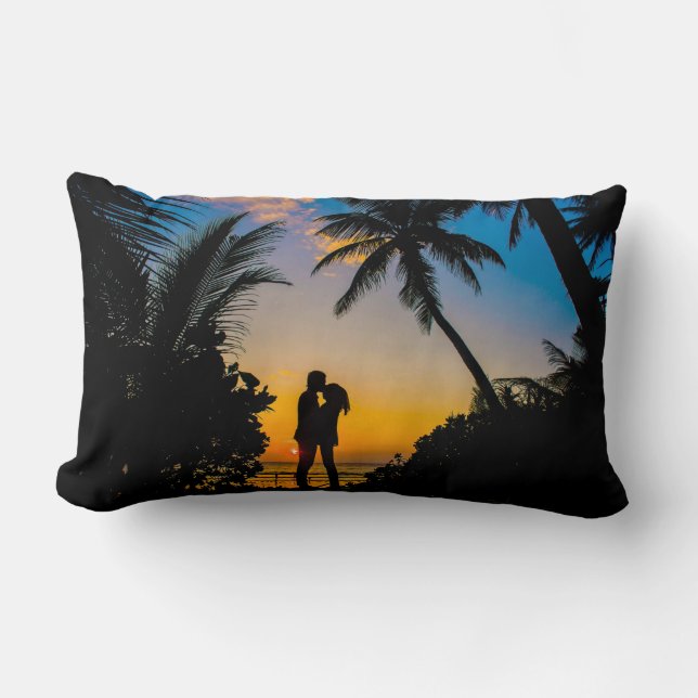 Cojín Lumbar Romántico Sunset Silhouette Lumbar Pillow Diseño (Anverso)