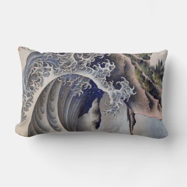 Cojín Lumbar Rompiendo olas, Hokusai (Anverso)