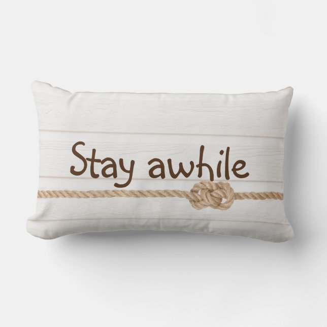 Cojín Lumbar Rope Knot En Madera Blanca (Anverso)