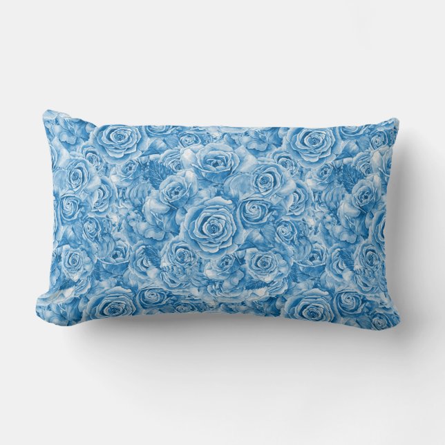 Cojín Lumbar Rosa azul Lumbar Pillow 13"x21" (Anverso)