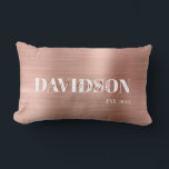 Cojín Lumbar Rosa Boda de personalización Metalizado cepillado<br><div class="desc">El oro Rosa se cepilló Metalizado personalizado Boda/Aniversario Lumbar Pillow.</div>