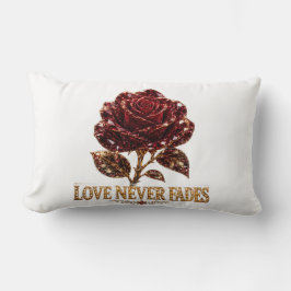 Cojín Lumbar Rosa de Cristal Rubí - El Amor Nunca se Desvanece