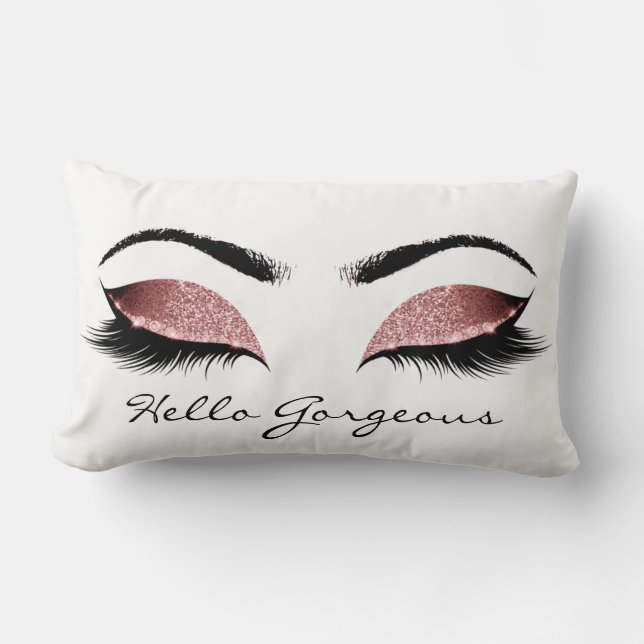 Cojín Lumbar Rosa de la Bahía Roja maquillando latigazos Hola G (Anverso)