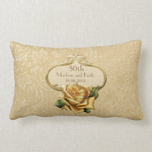 Cojín Lumbar Rosa de oro Damasco 50 aniversario Boda Pillow