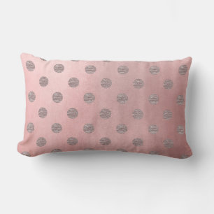 Cojín Lumbar Rosa Dorado Brillo Rosa Lunares Glamour Moderno Ch