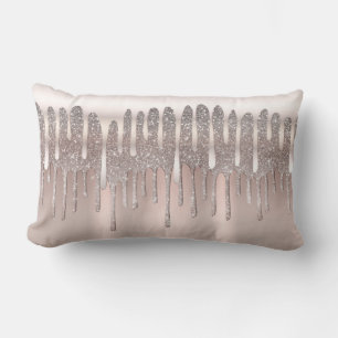 Cojín Lumbar Rosa Dorado Helado con Diamantes Brillo Destello G