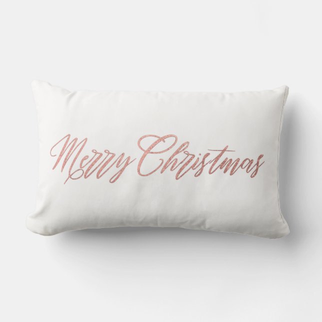 Cojín Lumbar Rosa Feliz Navidad (Anverso)