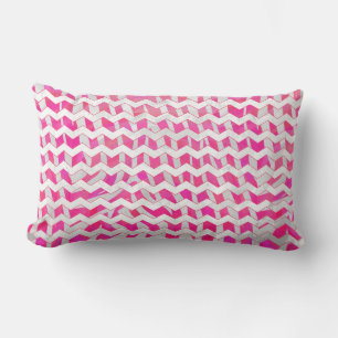 Cojín Lumbar Rosa intenso y cebra de chevron blanca