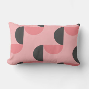 Cojín Lumbar Rosa moderno y gris de mediados del siglo XX