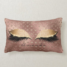 Cojín Lumbar Rosa Princesa Purpurina dorado latigazos Nombre Co