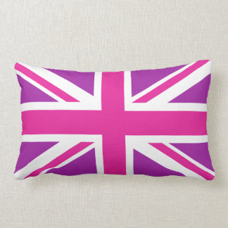 Cojín Lumbar Rosa, púrpura y blanco de la bandera de Union Jack