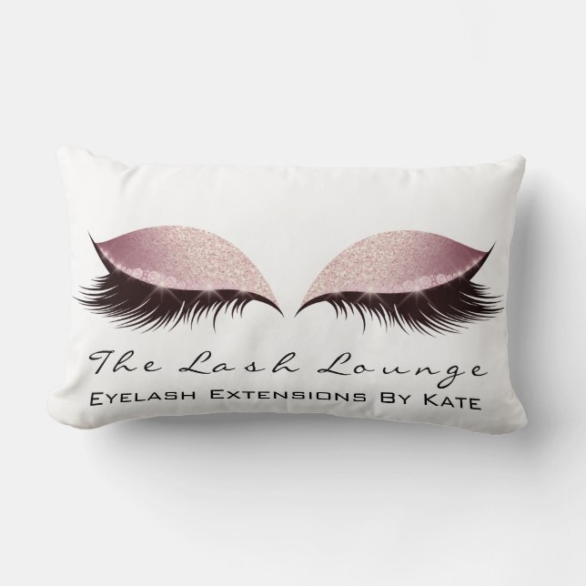 Cojín Lumbar Rosa Purpurina de oro Nombre maquillaje azotes Bel (Anverso)