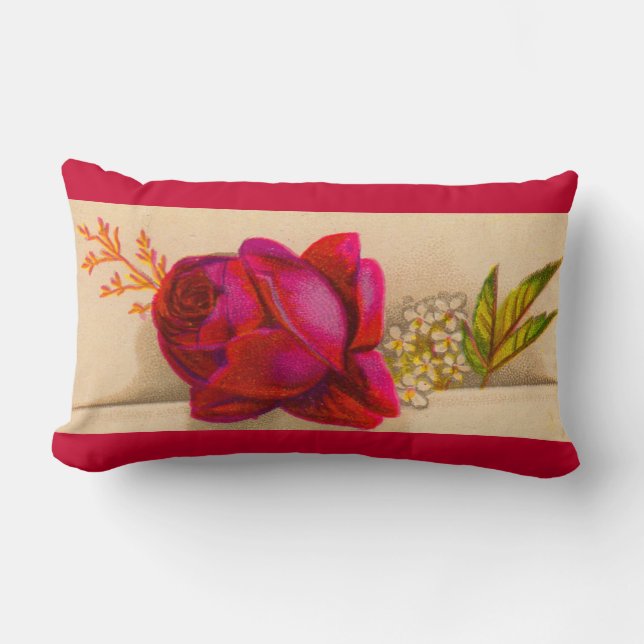Cojín Lumbar Rosa roja victoriana (Anverso)