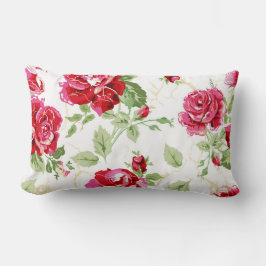 Cojín Lumbar rosa rojo con la impresión de fondo blanco almohad