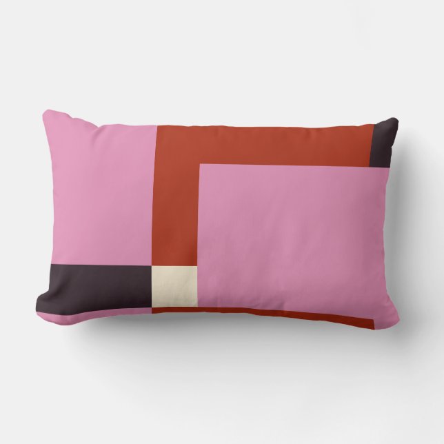 Cojín Lumbar rosa, rojo y marrón oscuro contemporáneo (Anverso)