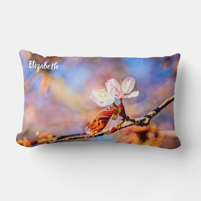 Cojín Lumbar Rosa Sakura Flower Blue Sky (Anverso)