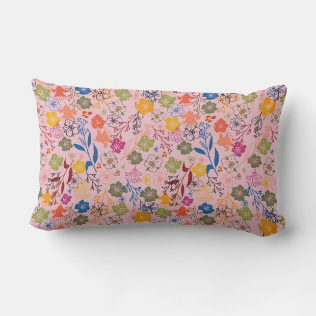 Cojín Lumbar Rosa Sombra de Batik Moderno (Reverso )