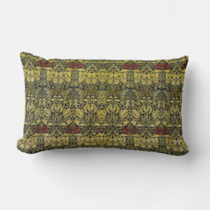 Cojín Lumbar Rosa Tulipán Dorado William Morris Papel Pintado V