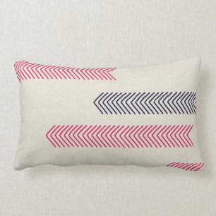 Cojín Lumbar Rosa y flechas tribales aztecas de la marina de
