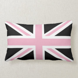 Cojín Lumbar Rosa y negro BRITÁNICOS de la bandera de Union