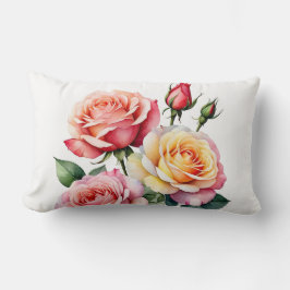 Cojín Lumbar Rosas amarillas y rosas con palillos