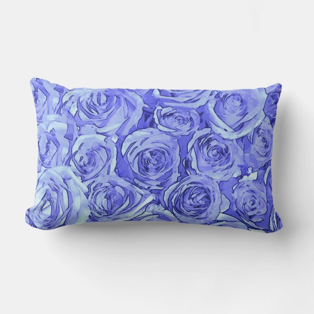 Cojín Lumbar Rosas azules claros (Anverso)