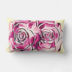 Cojín Lumbar Rosas de frambuesa y crema