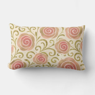 Cojín Lumbar Rosas de princesa de cuento de hadas rosa y dorado
