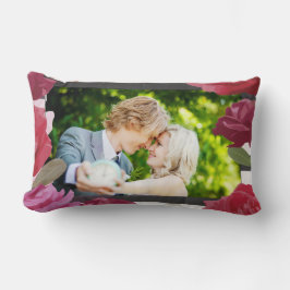 Cojín Lumbar Rosas del Aniversario boda, franjas, foto Personal