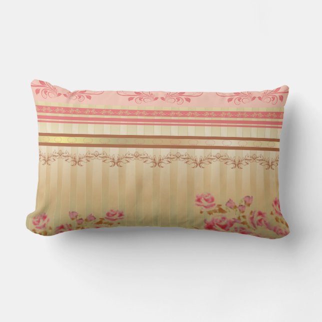 Cojín Lumbar ROSAS EN ORO ~ Pillow (Anverso)